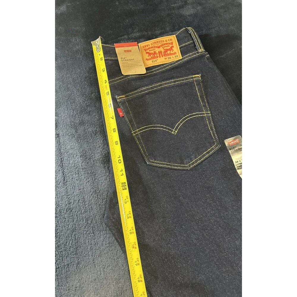 Levis 514 Straight Fit Jeans Stretch Denim Jeans Dark Wash Blue Men's 36x32